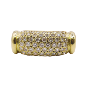 Bague Bombée Ajourée Or Jaune 18k Pavage Diamants
