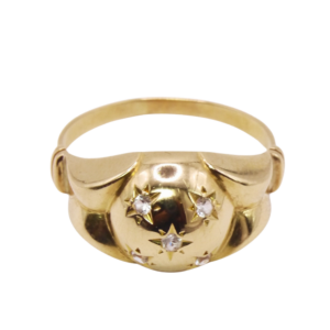 Bague Dôme Or Jaune 18k Diamants serti étoile