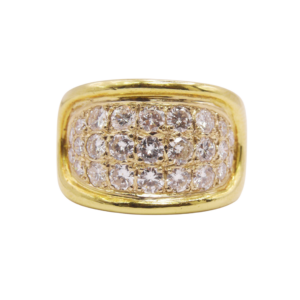 Bague Jonc Or Jaune 18k Pavage Diamants