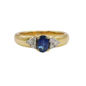 Bague Or Jaune 18k style Jonc Saphir central