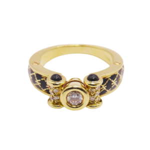 Bague Korloff Or Jaune 18k Diamants et Email noir