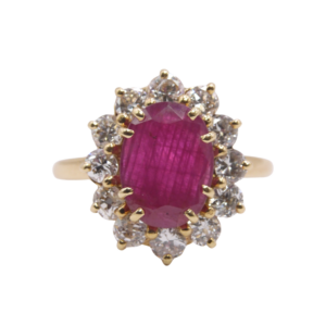 Bague Marguerite Rubis et Diamants Or Jaune 18k
