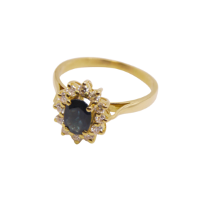 Bague Marguerite Saphir et Diamants Or Jaune 18k