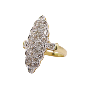 Bague Marquise Or Jaune 18k Pavage Diamants