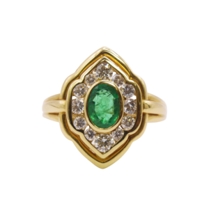 Bague Or Jaune 18k Emeraude et Diamants