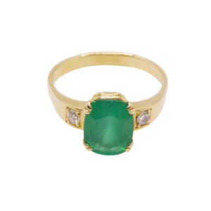 Bague Or Jaune 18k Emeraude et Diamants