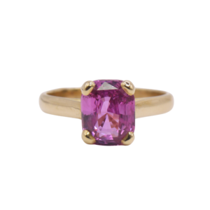 Bague Solitaire Or Jaune 18k Pink Saphir