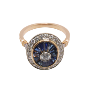 Bague Or Jaune 18k Saphirs et Diamants