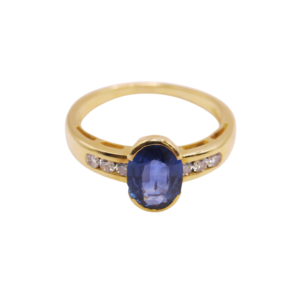 Bague Or jaune 18k Saphir et Diamants