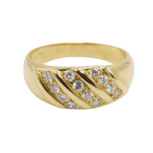 Bague Or Jaune 18k Style Jonc Pavage diamants