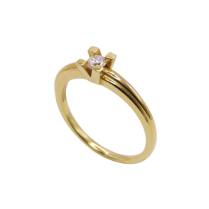 Bague Solitaire Or Jaune 18k Diamant GVS