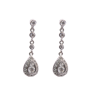Boucles d'oreilles Pendantes Or Blanc 18k Pavage Diamants