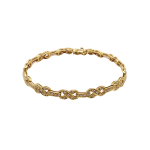 Bracelet liens croisées Or Jaune 18k Pavage Diamants