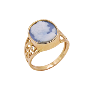 Chevalière Camée sur Agathe Ajourées Or Jaune 18k