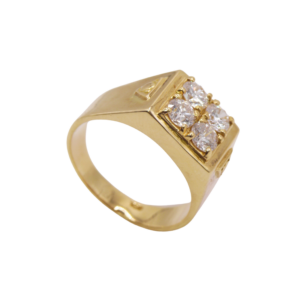 Chevalière Or Jaune 18k 4 Diamants 1CT