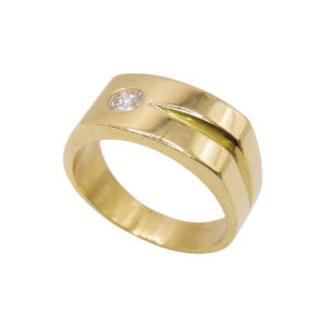 Chevalière Or Jaune 18k Diamant