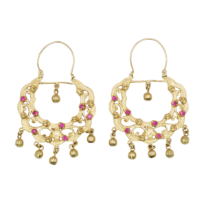 Créoles Savoyardes Or Jaune 18k Rubis