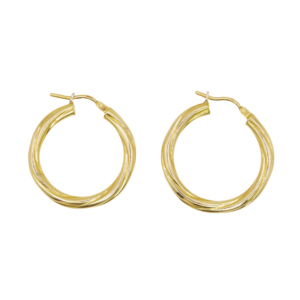 Créoles rondes torsadées Or Jaune 18k