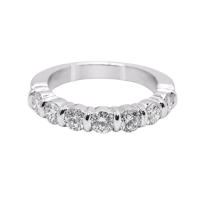 Demi-Alliance Or Blanc 18k Diamants Sertis Barrettes
